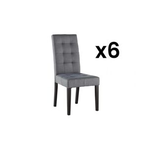 Vente-unique Lot de 6 chaises VILLOSA - Tissu gris & Pieds bois noir