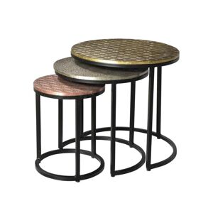Vente unique Tables basses gigognes BELAMI Motifs sculptes Metal Coloris Dore argent cuivre
