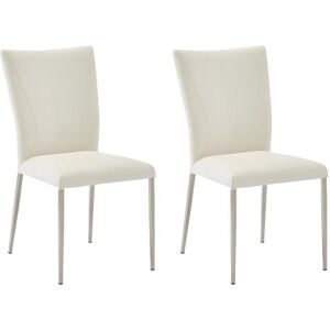 Vente-unique Lot de 2 chaises TALICIA - Simili & acier brossé - Blanc