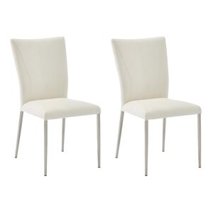 Vente-unique Lot de 2 chaises TALICIA - Simili & acier brossé - Blanc