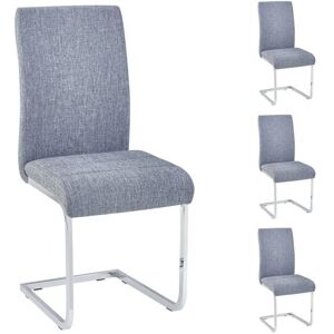 Idimex Lot de 4 chaises de salle à manger LETICIA piètement en métal chromé et revêtement en tissu gris