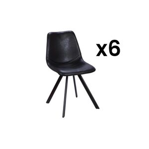 Vente-unique Lot de 6 chaises LUBINE - Simili - Noir