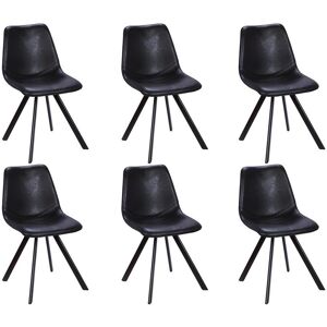 Vente-unique Lot de 6 chaises LUBINE - Simili - Noir