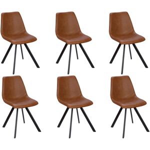 Vente-unique Lot de 6 chaises LUBINE - Simili - Caramel