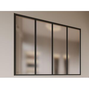 Vente unique Verriere atelier en aluminium thermolaque et verre depoli 120x105 cm Noir BAYVIEW