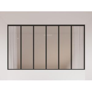 Vente-unique Verriere atelier en aluminium thermolaque et verre depoli - 180x105 cm - Noir - BAYVIEW