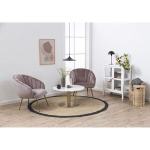 BOBOCHIC Table basse ronde D80 cm EVIE marbre blanc pied métal Or - Publicité