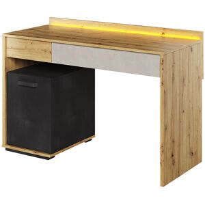 petitechambre.fr Bureau design ado QUBIC avec éclairage   Chêne   Stratifié et mélaminé