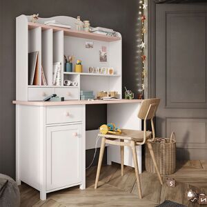 petitechambre.fr Bureau blanc et rose Luna avec option   Panneaux Stratifies