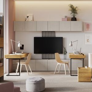 petitechambre.fr Double bureau complet FLEX6 pour chambre adolescents   Chêne hickory   Panneaux Stratifiés - Publicité