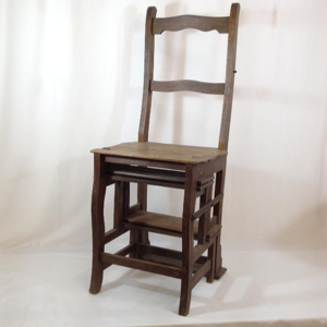 Ancienne grande chaise escabeau  Marron - Publicité