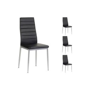 Idimex Lot de 4 chaises de salle à manger NATHALIE piètement métallique couleur aluminium revêtement synthétique noir - Publicité