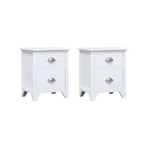 VIDAXL Table de chevet 2 pcs avec 2 tiroirs Blanc - Publicité