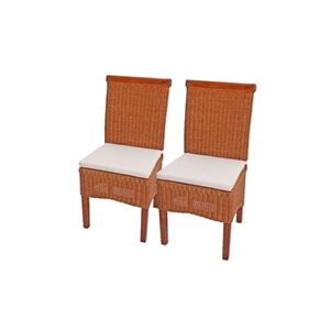 Mendler Lot de 2 chaises M42 salle à manger, rotin/bois, 46x50x96cm, avec coussins - Publicité