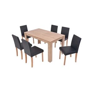 VIDAXL Table et chaises 7 pcs Cuir synthétique Chêne Noir - Publicité