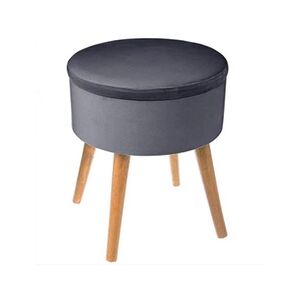 ATMOSPHERA Tabouret / Coffre en velours gris gamme TESS - Publicité