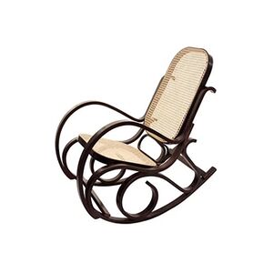 Mendler Rocking-chair fauteuil à bascule, couleur noyer, rotin - Publicité