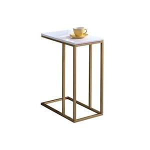 Idimex Table d'appoint rectangulaire DEBORA, en métal doré et MDF décor blanc - Publicité