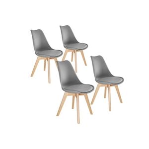 TECTAKE 4 Chaises de Salle à Manger FREDERIQUE Style Scandinave Pieds en Bois Massif Design Moderne - gris - Publicité