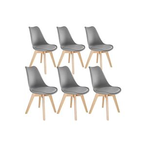 TECTAKE 6 Chaises de Salle à Manger FREDERIQUE Style Scandinave Pieds en Bois Massif Design Moderne - gris - Publicité