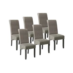 TECTAKE Lot de 6 chaises aspect cuir - gris marbré - Publicité