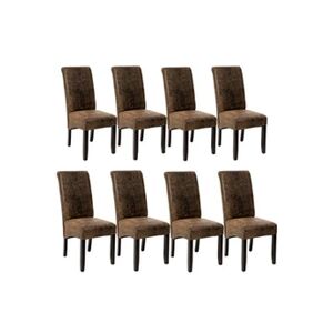 TECTAKE Lot de 8 chaises aspect cuir - marron foncé - Publicité