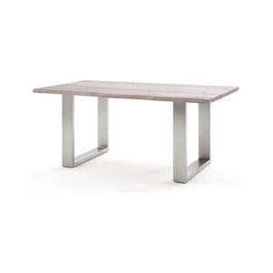 Pegane Table à manger / table diner en chêne massif teinte chaulé - L.180 x H.77 x P.100 cm -- - Publicité