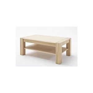 Pegane Table basse avec rangements en chêne massif bianco - L.115 x H.45 x P.70 cm -- - Publicité