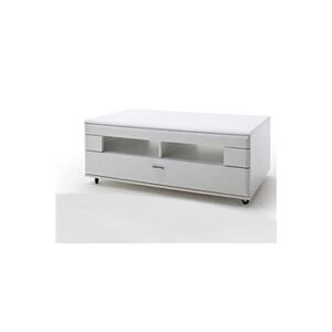 Pegane Table basse avec rangement en blanc mat - L.115 x H.44 x P.70 cm -- - Publicité
