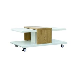 Pegane Table basse avec rangement en MDF, blanc mat, imitation chêne sauvage - Dim : 110 x 66 x 45 cm -- - Publicité