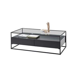 Pegane Table basse avec rangements en bois et métal coloris noir mat - L.120 x H.40 x P.60 cm -- - Publicité