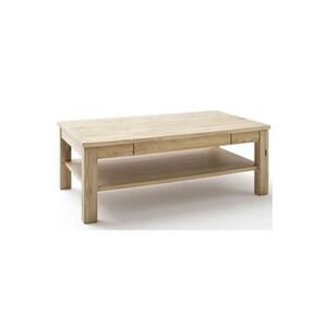 Pegane Table basse avec rangement en chêne blanchi - L.117 x H.42 x P.65 cm -- - Publicité