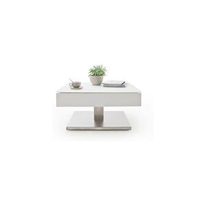 Pegane Table basse pivotant avec plateau en verre blanc mat - L75 x H38 x P75 cm -- - Publicité