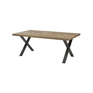 Altobuy JENNA - Table 200cm Aspect Bois Piètement X Métal Poudré Noir - - Publicité