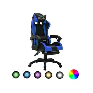 VIDAXL Fauteuil de jeux vidéo avec LED RVB Bleu et noir Similicuir - Publicité