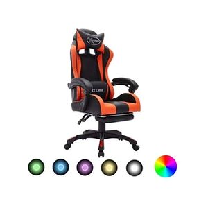 VIDAXL Fauteuil de jeux vidéo avec LED RVB Orange et noir Similicuir - Publicité