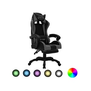 VIDAXL Fauteuil de jeux vidéo avec LED RVB Gris et noir Similicuir - Publicité