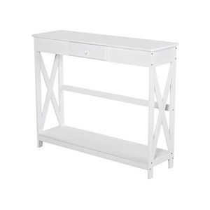 HOMCOM Console style table de drapier néo-rétro tiroir + étagère dim. 100L x 30l x 81H cm MDF blanc - Publicité