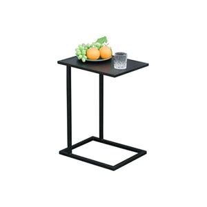 HOMCOM Table basse table d'appoint guéridon bout de canapé intérieur extérieur métal époxy noir - Publicité