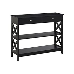 HOMCOM Console style table de drapier néo-rétro 2 tiroirs 2 étagères dim. 100L x 30l x 80H cm MDF noir - Publicité