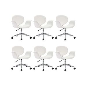 VIDAXL Chaises pivotantes à manger lot de 6 blanc similicuir - Publicité