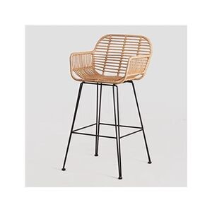 SKLUM Tabouret Haut en Rotin Synthétique Eska Noir ?75 cm 99 - 108 cm - Publicité