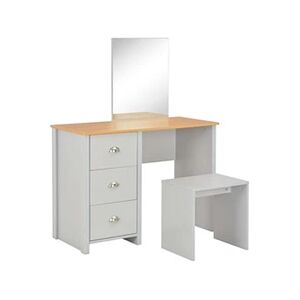 VIDAXL Coiffeuse avec miroir et tabouret Gris 104 x 45 x 131 cm - Publicité