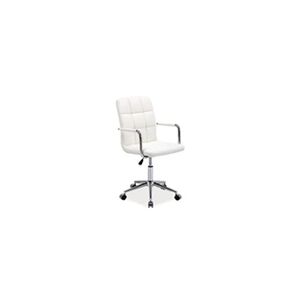 AC-Deco Chaise de bureau à roulettes - Q022 - 51 x 40 x 87 cm - Cuir PU - Blanc - Publicité