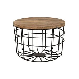 SKLUM Table Basse Ronde en Bois Recyclé et Acier (Ø62 cm) Ket Noir 42 cm - Publicité