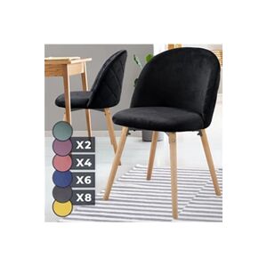 Miadomodo Chaise de Salle à Manger en Velours - Lot de 2, Pieds en Bois Hêtre, Style Moderne, Noir - Chaise Scandinave pour Salon, Chambre, Cuisine, Bureau - Publicité