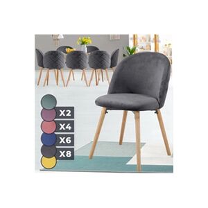 Miadomodo Chaise de Salle à Manger en Velours - Lot de 8, Pieds en Bois Hêtre, Style Moderne, Gris Foncé - Chaise Scandinave pour Salon, Chambre, Cuisine, - Publicité