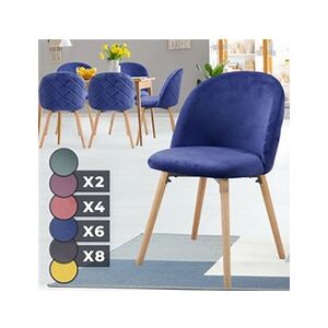 Miadomodo Chaise de Salle à Manger en Velours - Lot de 6, Pieds en Bois Hêtre, Style Moderne, Bleu - Chaise Scandinave pour Salon, Chambre, Cuisine, Bureau - Publicité