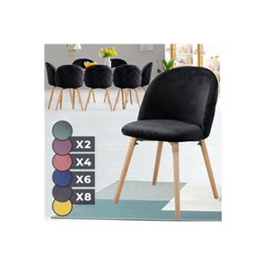 Miadomodo Chaise de Salle à Manger en Velours - Lot de 8, Pieds en Bois Hêtre, Style Moderne, Noir - Chaise Scandinave pour Salon, Chambre, Cuisine, Bureau - Publicité