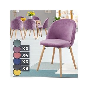 Miadomodo Chaise de Salle à Manger en Velours - Lot de 6, Pieds en Bois Hêtre, Style Moderne, Violet - Chaise Scandinave pour Salon, Chambre, Cuisine, Bureau - Publicité